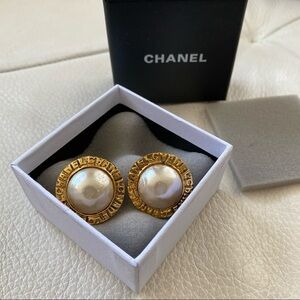 Chanel Faux Pearl Classic Golden Earrings
